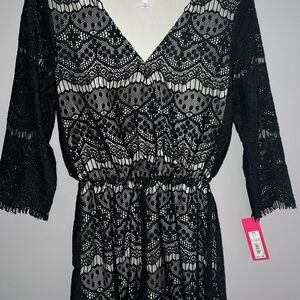 Elegant Black Lace Romper XS NWT